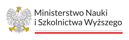 Logo z polskim godłem orła oraz tekstem Ministerstwo Nauki i Szkolnictwa Wyższego, z czerwoną i białą linią poniżej